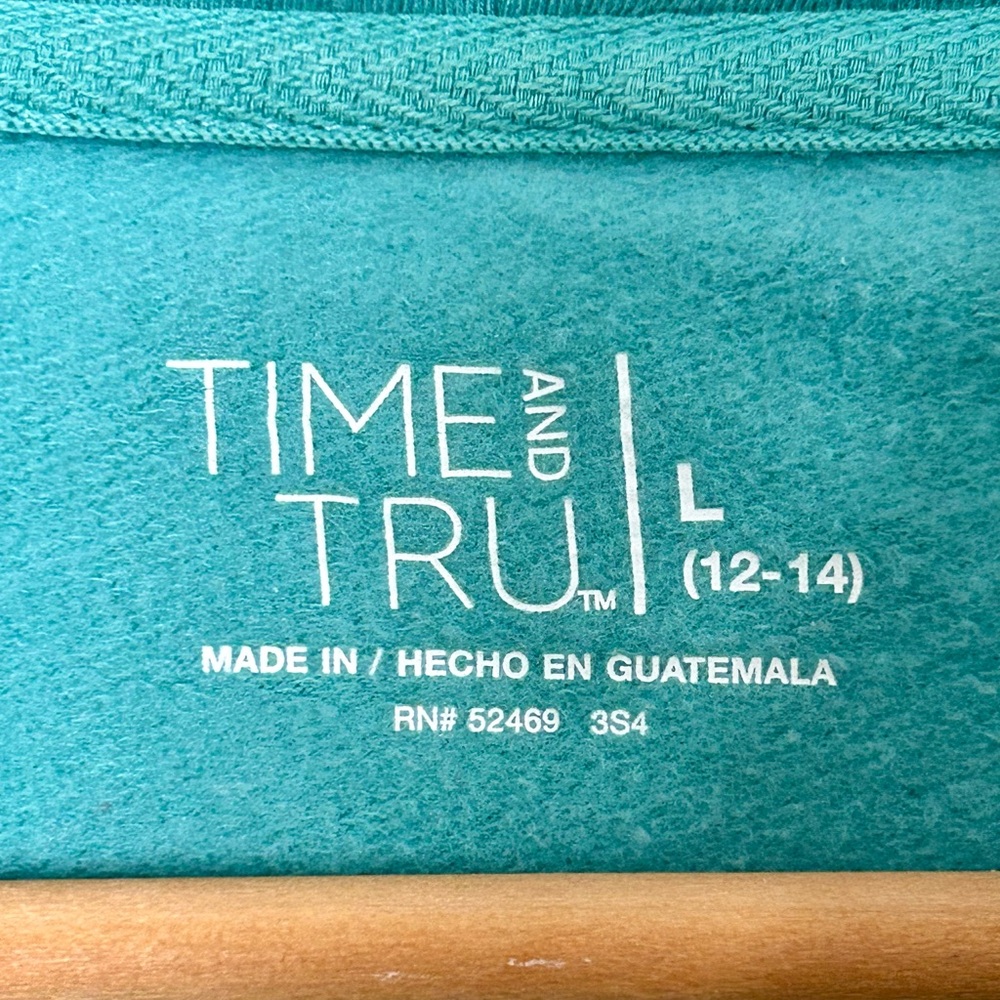 Time and Tru Teal Hooded Sweatshirt - Picture 3 of 3